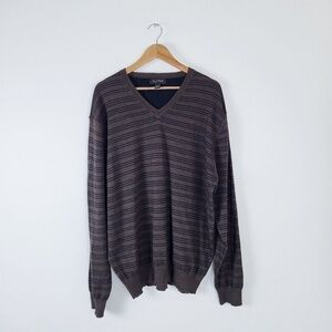 Merino Wool Crew Neck Sweater V-neck stripes stripes soft long sleeve